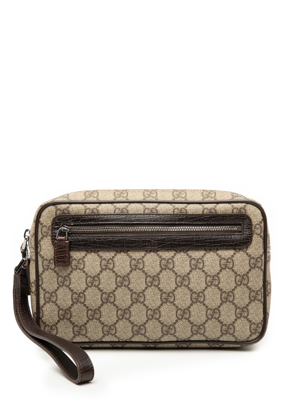 Gucci GG Supreme Canvas Wristlet Clutch Bag Brown (w/ COA)